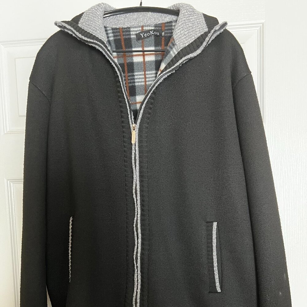 YeoKou Men’s Fleece Lined Zip Sweater Jacket 2XL Gray Winter Coat